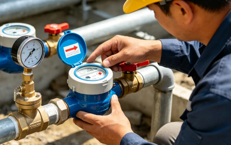 Mechanical water meter municipal pipeline installation