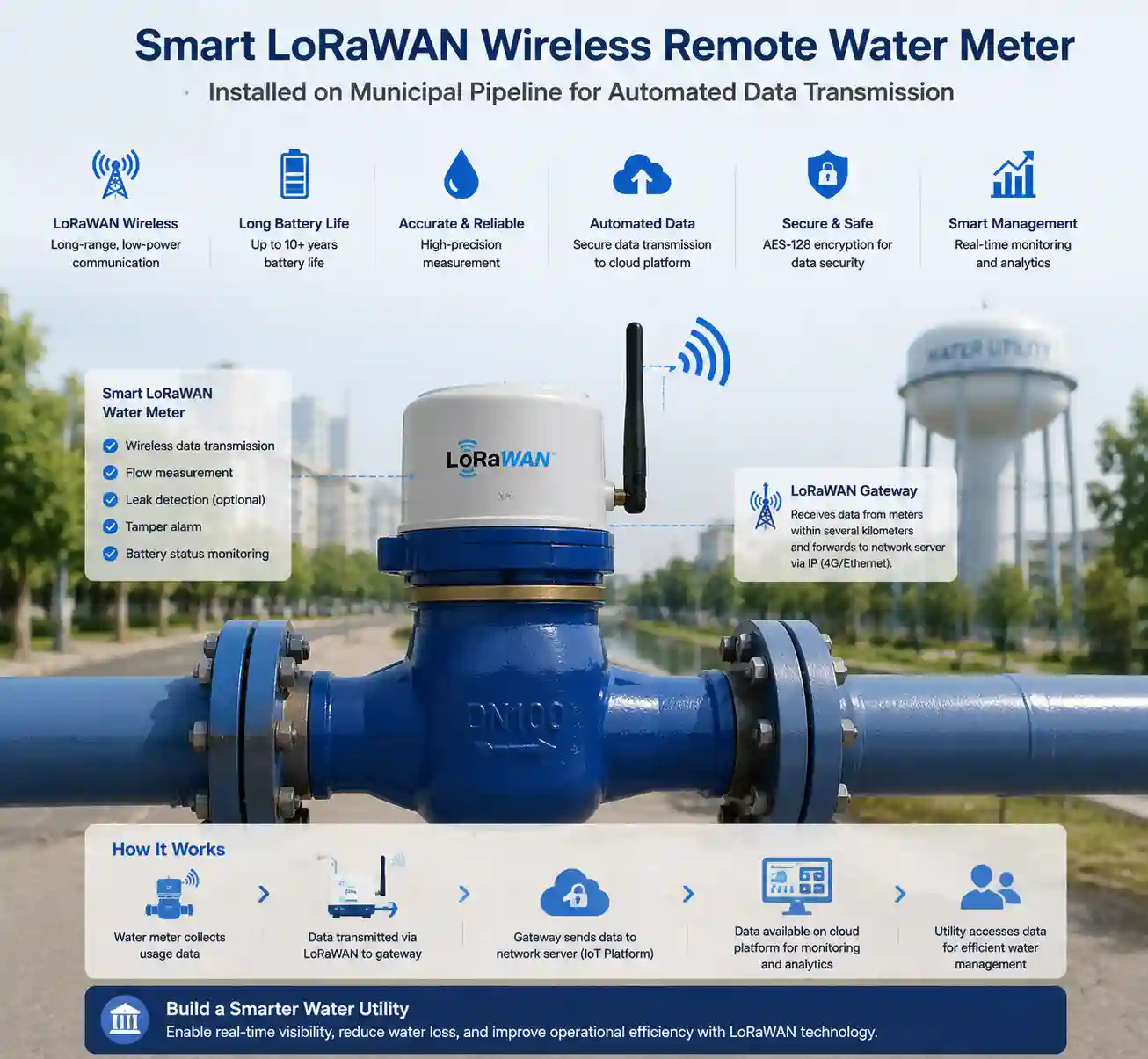 ما هو عداد المياه بتقنية LoRaWAN