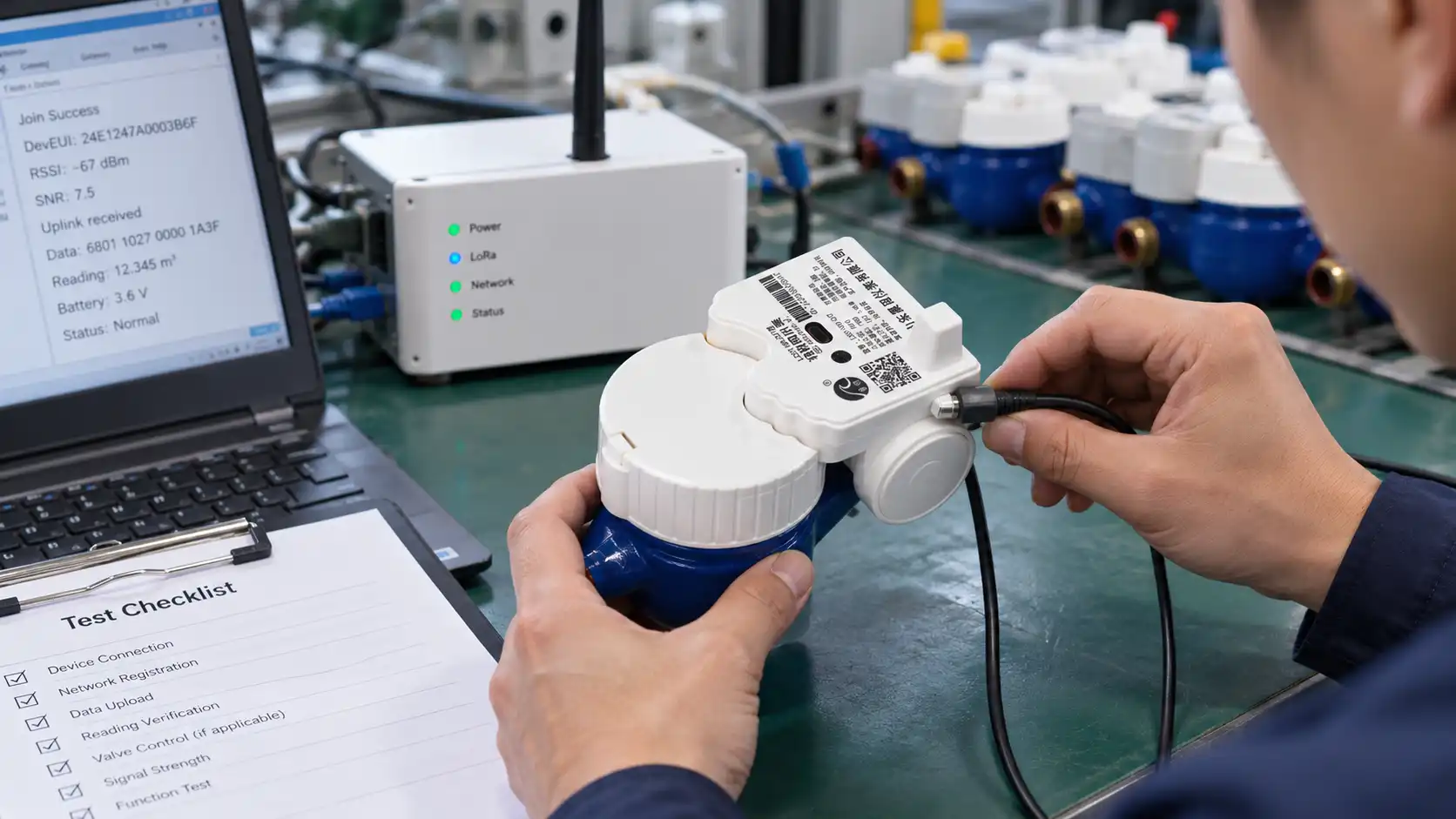 LoRaWAN smart water meter communication compatibility testing