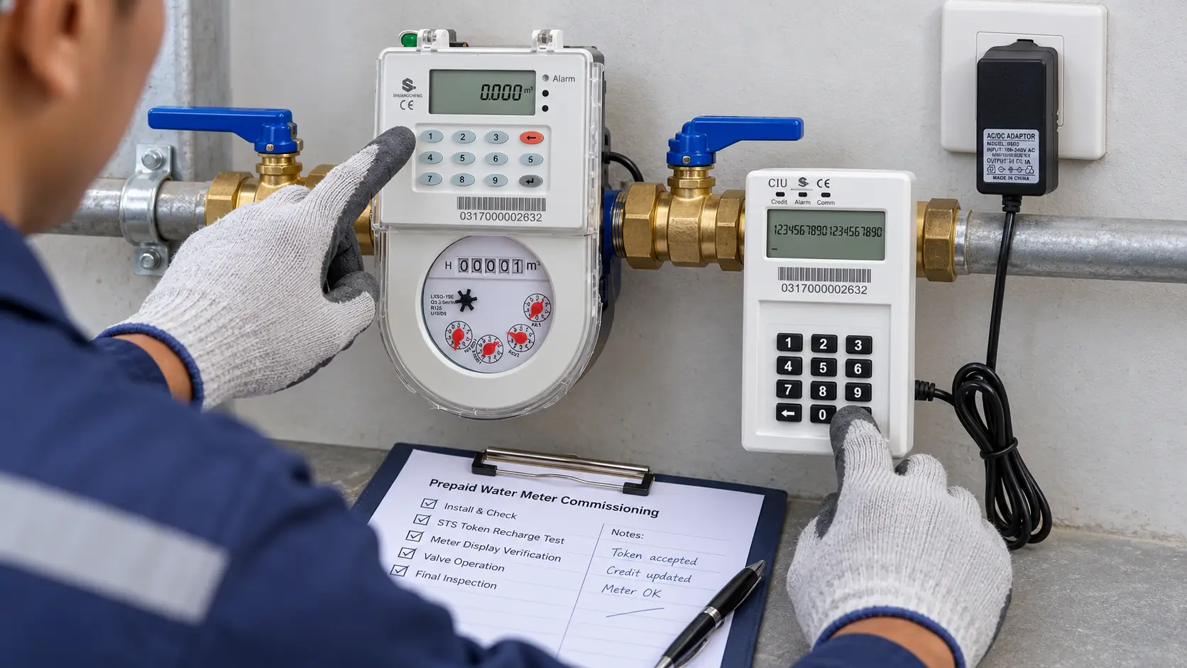 STS prepaid water meter token recharge testing