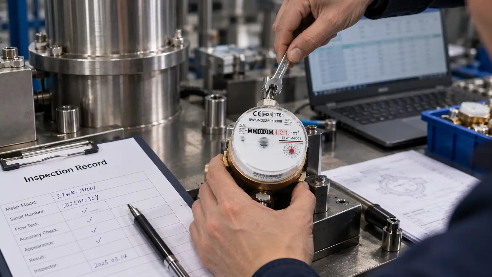 Water meter certification review with technical documents for ISO, CE and MID requirements
